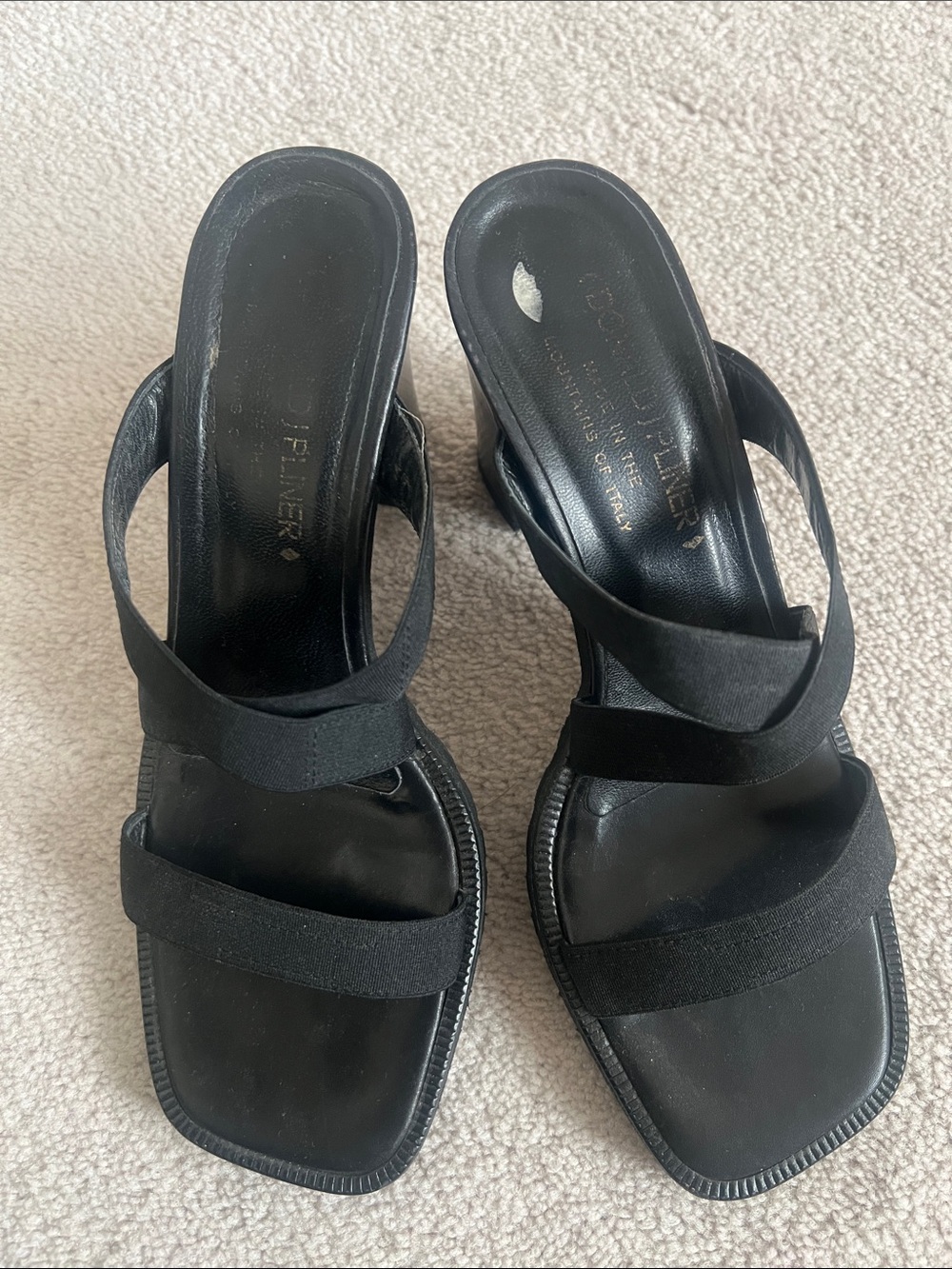 Donald J. Pliner Black Strappy Slide Mules